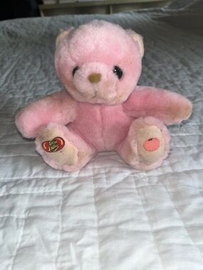 Vintage Jelly Belly Pink Plush Teddy Bear Candy Advertising Promo Stuffed Animal